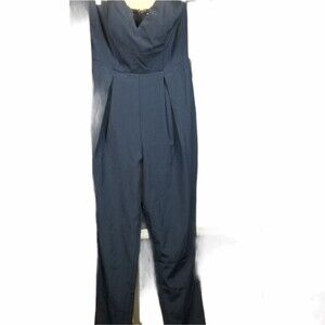MUSTARD SEED navy blue strapless straight leg jump suit size small